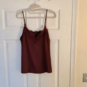 Abercrombie & Fitch Satin Lace Trim Burgundy Cami Top